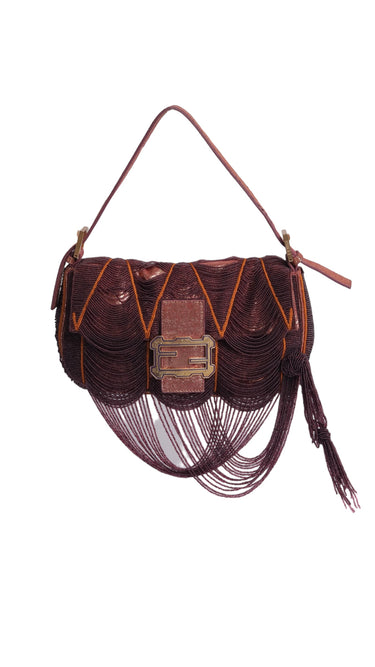 Fendi Baguette Draped Copper Beads Metallic